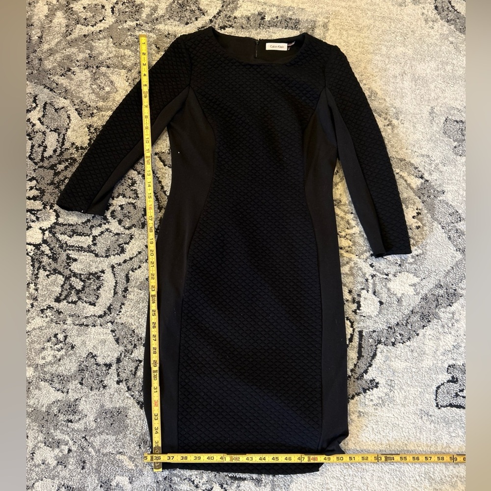 Calvin Klein Black Asymmetrical Long Sleeve Sheath Dress